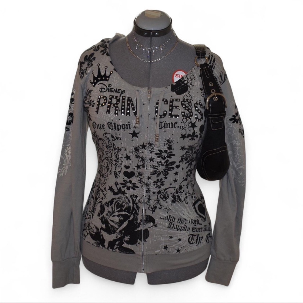 Disney Princess Zip Up Hooded Sweater Bedazzled